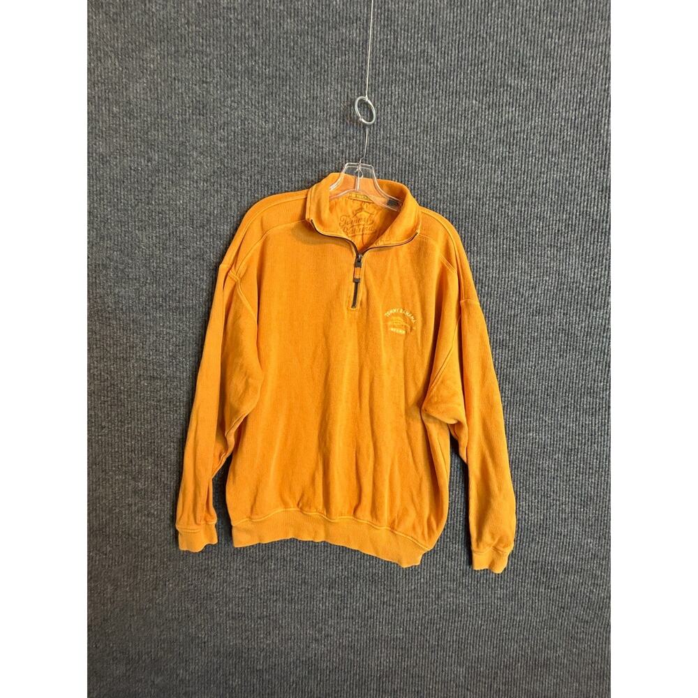 Tommy Bahama Mens L Pullover Sweatshirt Orange Half Zip Relax 100% Cotton